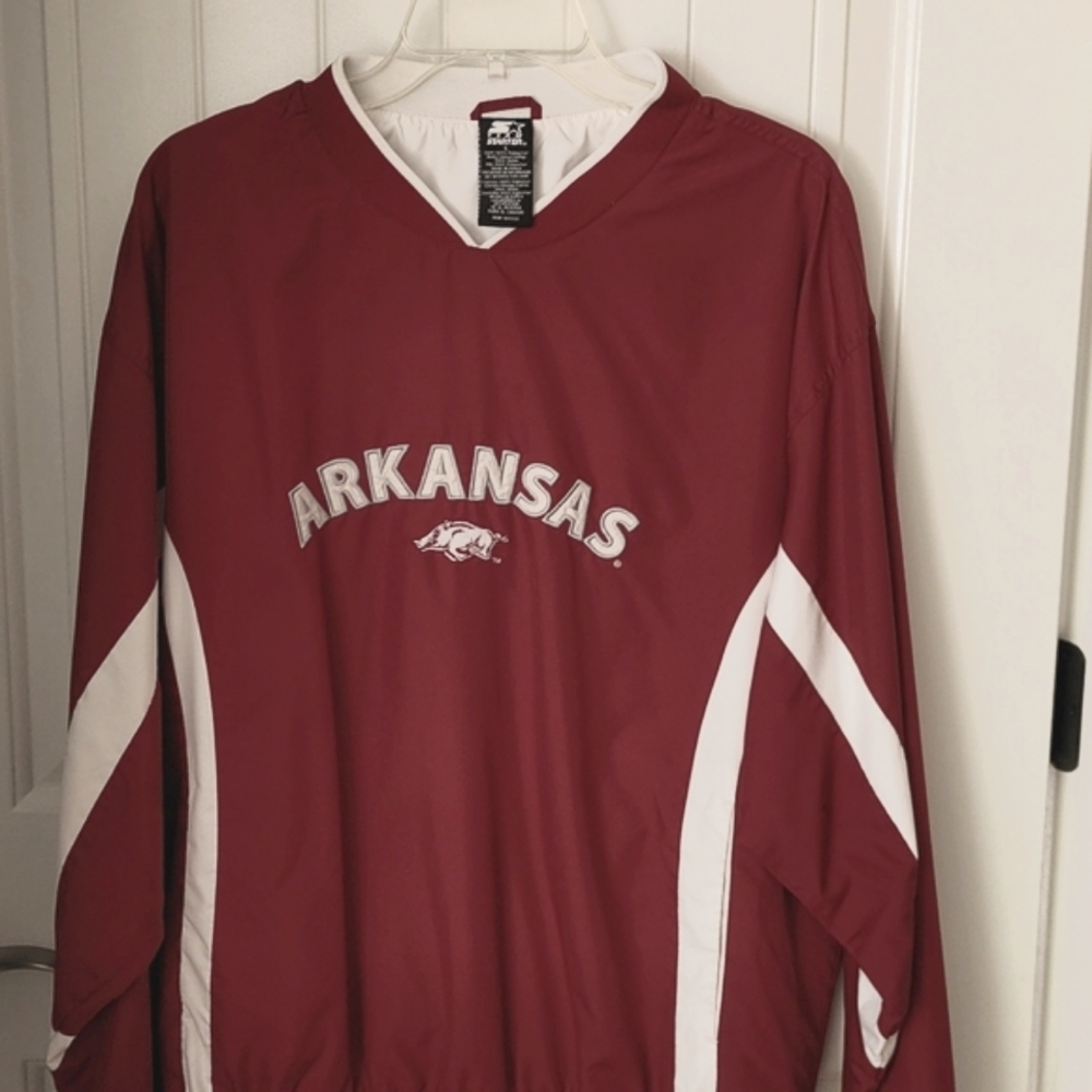 Men's Vintage Size L Pullover Team Starter Arkansas Razorback Jacket/Windbreaker
